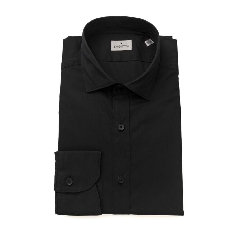 Bagutta Black Cotton Men's Slim Men's Shirt
